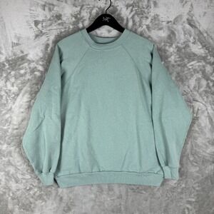 Vintage Sweatshirt Blank Crewneck Mens Large 70s 80s Raglan Lightweight‎ USA